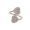 Tiny band adjsut finger heart ring with full cubic zircon paved new styles women lady wedding rings jewelry plated gold silver ros215f