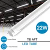 US STOCK T8 G13 LED Bulbs 4 Foot 22W 6000K Cold White Tube Lights 4FT Frosted Cover Fluorescent Light Bulb Ballast Bypass Double Ended Power