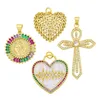 Pendentif Colliers OCESRIO Big Trendy Plaqué Or Cuivre Coeur ECG Croix Pendentifs En Cristal Pour La Fabrication De Bijoux CZ Conclusions Diy Pdta509