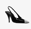 2022 Luxury Women Vesper Sandals Shoes for Women Slingback Patent Leather Metal Toe Cap Lady Pumps Fashion High Heels Comfort Walking France Paris Design
