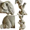 3 pieces of elephant mother hanging 2 baby kawaii lucky decoration statue figurines resin crafts home living room decorations 220329