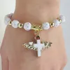 Religieux Perle Angle Ailes Croix Bracelets Chapelet Pièce Maîtresse Sacré Coeur De Marie Miséricorde Jésus Saint Icônes Bijoux 100 PCS