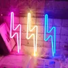 Sinal de luz neon em forma de raio LED para casa Luz de fulminação de néon Luz decorativa USB Decoração de parede para quarto de bebê infantil Festa de casamento 220504