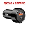 スマートフォンタブレットのための高速PD 20W車の充電器QC3.0 Type-C USB-C高速充電アダプタデュアルUSBポート