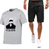 Camisetas masculinas homens de manga curta Jujutsu kaisen camiseta de verão hip hop harajuku de alta qualidade gojo satoru impressão algodão shorts shorts sportsw