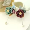 Pins Brooches Fashion Fabric Pearl Flower Brooch Cloth Art Long Needle Lapel Pin And Shawl Scarf Buckle Badge For Women Accessories Kirk22
