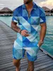 Herrspårar Summer Short Sleeved Shirt Beach Shorts 2 Piece Set Tracksuit Men's Ordized 3D Printed Casual Sports Suit S-5XLMEN's