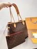 Aldrig 2st Set Women Tote Purse Shoulder Bag Designer Vintage Shopper Crossbody Handbag Påsar AAA