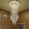 Kolye lambaları Modern LED merdiven kristal Chandelier Hotel Restaurant K9 Kristal Lamba Villa Büyük Oturma Odası Avizeler Ev Aydınlatma