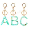 Gold Color A-Z Initial Letter Keychains Key rings For Women Men DIY Handmade Resin Alphabet Key Chain Handbag Charm Accessories