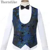 Thorndike marinha azul jacquard de alta qualidade traje de terno de casamento italiano design personalizado mano masculino blazer 220705