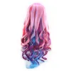 Similler Long Curly Synthetic Wigs for Women Heat Resistance Hair Multicolor Rainbow Cosplay Wig Red Pink Green Mixed Color 220622