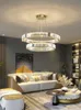 Lâmpadas pendentes Iluminação de lustre de cristal de luxo para sala de estar para sala de jantar Led Led Modern Round Ring Ring de teto suspenso Céu