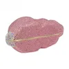 Evening Bags Lovely Pink Ladies Animal Clutch Wallet Luxury Crystal Pochette Wedding Women HandbagsEvening