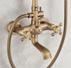 Bathroom Shower Sets Wall Mounted Antique Brass Rainfall Faucet Set Tub Mixer Tap Hand Spray Krs127Bathroom