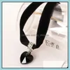 Girocolli Collane Pendenti Gioielli Veet Ribbon Chockers Collana con pendente a cuore in cristallo Pizzo nero con moda all'ingrosso 0587Wh Drop Deliv