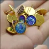 Stud Earrings Jewelry Fashion Drusy Druzy Gold Plated 12Mm Round Resin Mermaid Fish/Dragon Scale For Women Lady Drop Delivery 2021 Aneeu