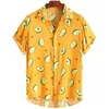Casual shirts voor heren Europees Amerikaanse avocado afdrukken Korte mouwen strand Hawaiiaans shirt Zomerstijl Mannen lossen oversize revers jeugd topsme