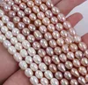 8-9MM blanc rose violet 100% perles d'eau douce naturelles pures perle de fil en forme de riz semi-fini 36-38 cm pour collier de bracelet à bricoler soi-même