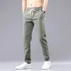 Bahar Yaz erkek Rahat Pantolon Pamuk Katı Renk Ince İpli Elastik Bel Klasik Haki Gri Ince Koşu Pantolon Erkek 220330