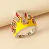 Cluster Rings Vintage Flame Open For Women Men's Metal Charms Punk Friendship Jewelry Aesthetics Gifts Party JewelryCluster