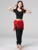 Women Belly Dance Costume Bottoms Halloween Dance Waist Scarf Sequins Tassel Hip Scarf Skirt Performance Dancing Costume D024