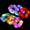 LED Saç Scrunchies Stage Wear Rave Heapear Light Up Neon Satin At kuyruğu Elastik Saç Bağları Aydınlık Parlayan Saç Yüzüğü Kadınlar için Kız Doğum Günü Tatil Partisi