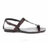 22S Cassandra Women Summer Black Oryginalny skórzany sandał Cassandra Flat Heels Flip Flip Flops Kapcia otwartego palca płaskie