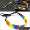 Braccialetti con ciondoli Gioielli Kimter Lesbiche Regali di San Valentino Bandiera Lgbt Treccia Fatto a mano Arcobaleno Bracciale Gay Pride Amore Delicata Amicizia Drop De