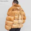 Black Fox Fur Coat Men Bomber Jacke t Winter Warm Thick Real Outwear Full Pelt Collar 2021 New Arrival