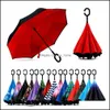 Umbrellas Household Sundries Home Garden 16 Design C-Hand Windproof Reverse Double Layer Inverted Umbrella Inside Out Self Stand Win Dj2