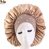 Rhinestone Sleeping Women Hat Night Sleep Cap Hair Care Salon Makeup Headband Muslim Hijab Head Cover Bonnet Hat GC1164