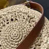 Neueste runde Strohbeutel für Frauen Sommer Rattan gewebtes Strandtasche handgefertigtes Weben mit Reißverschluss Crossbody Umhängetasche Frau Handtasche