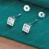 925 Sterling Silver AAA Zircon Square Stud Earring For Woman Fashion Charm Wedding Engagement Party Jewelry