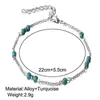 Unique Turquoise Perles Cheville souvenir Cheville Bracelet Argent Plage Pied Chaîne cheville Bijoux femmes