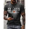 남자 T 셔츠 여름 TEXACO 복고풍 스타일 캐주얼 3d T 셔츠 스트리트 패션 남자 인쇄 반팔 느슨한 대형 탑 Men'sMen's