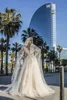 2022 Plus La Taille Robes De Mariée Hors Épaule Dentelle Appliqued Tulle Robes De Mariée Dubaï Arabe Dos Nu Plage Robe De Mariée C0527W1