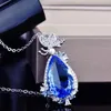 Pendentif Colliers Haute Qualité Goutte D'eau Collier Incrusté Zircon Cubique Bleu Délicat Papillon Bijoux En Argent Pour Les Femmes De Mariage PartyPendant