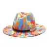 Cappelli a tesa larga 2022 Fedora colorato per le donne Panama piatto feltro di lana Jazz Leopard Belt uomo Goth Top cappello da sposa