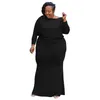 Plus Size Jurken Haoohu Dameskleding 2022 Stedelijke Commode Herfst Mode Dames Casual Effen Kleur Lange Mouw O-Collar Jurk