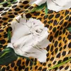 Printemps col rond naturel robe en soie véritable imprimé floral multicolore sans manches imprimé léopard blanc rose mi-mollet crayon robes 22G210040