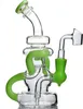 Nexus glazen waterpijpen dubbele recycler perc glazen waterpijp booreilanden met koepel en nagel 14 mm gezamenlijke oliebrander paarse bubbler 8 inch