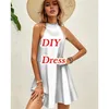Пользовательская юбка сексуальное рукавочное мини -платье Женское лето 3D -печатное клуб наряды для вечеринок. Случайные халаты Femme 220708