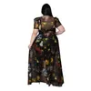 Plus Size Dresses Urban For Women Round Neck High Waist Short Sleeve Mesh Hollow Out Elegant Maxi Dress