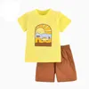 T-shirt de impressão de manga curta   shorts bebê menino roupas de verão conjunto toddler roupa infantil nascido menina traje nascido bebês 220425