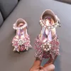 AINYFU Girls Princess Shoes Baby Flat Sequin Pearl Bow Sandals Kids Shoes Children Fashion Bling Soft Kids Dance Party Shoes 220527