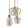 Lâmpada de pendente de vidro moderno Clear Champagne Suspension Light Hotel Cafe Bar Dinning Quarto Creative Metal Hanging Iluminação