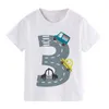 Stijl verschillende auto-printjongen verjaardag t-shirt 1-12 jaar oud aangepaste naam kinderjaren feest meisje baby shirt