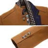 남성 양모 혼합 모직 코트 겨울 양털 따뜻한 재킷 열 슬림 피트 패션 트렌치 겉옷 남성 Cappotto Uomo T220810