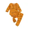 Citgeett Autumn Baby Girls Boys Clothing Set Letter Printed Long Sleeve Button Romper Tops Pants Spring Suit J220711